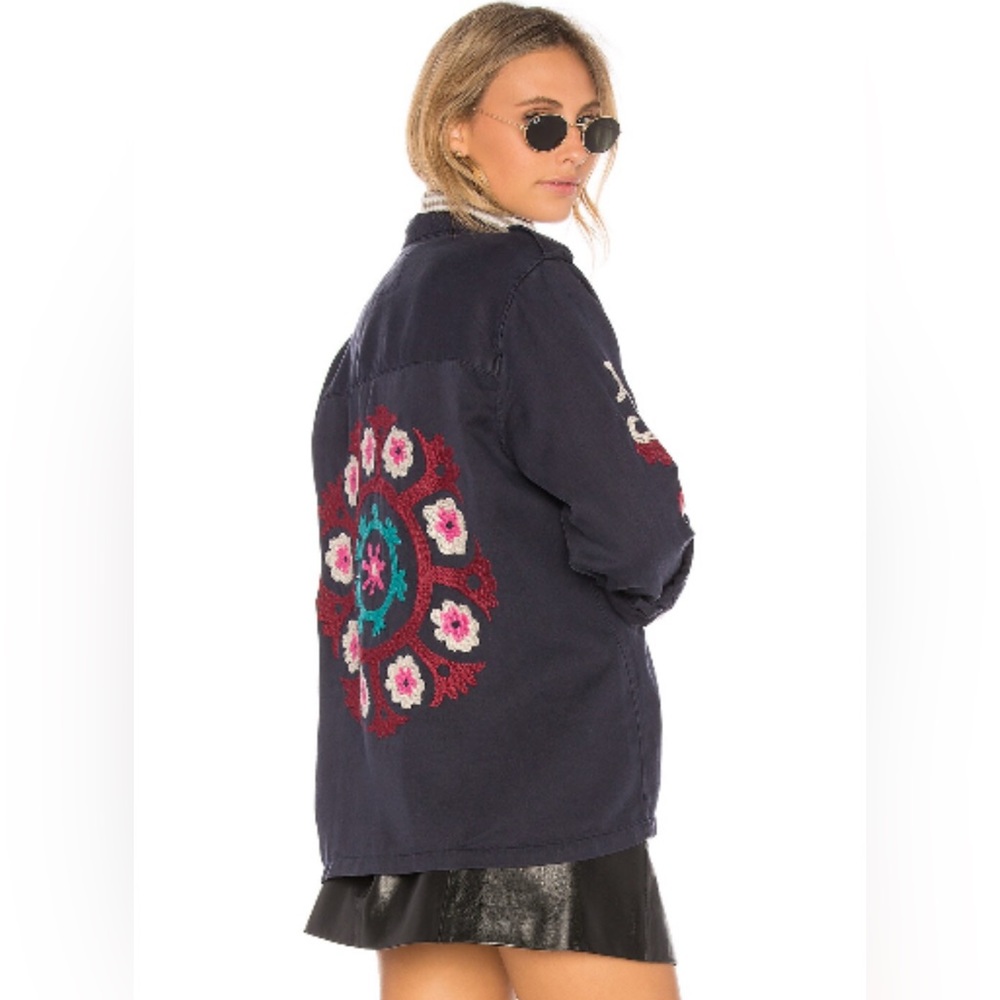 RAILS Elliot Indigo & Floral Medallion Embroidered Utility Jacket SM